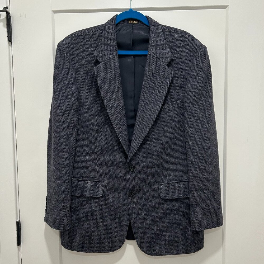 OSCAR DE LA RENTA men's gray herringbone wool blazer (43R)